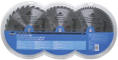 Tuf-E-Nuf 09974 Circular Saw Blade Set, 10 in Dia, Carbide Cutting Edge