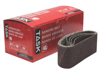 Task 21636 Sanding Belt, 2-1/2 in W, 16 in L, 36 Grit Sells in Quantity of 5