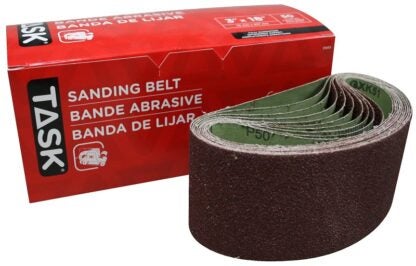 Task 31850 Sanding Belt, 3 in W, 18 in L, 50 Grit, Aluminum Oxide Abrasive Sells in Quantity of 10