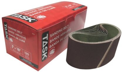 Task 31812 Sanding Belt, 3 in W, 18 in L, 120 Grit, Aluminum Oxide Abrasive Sells in Quantity of 10