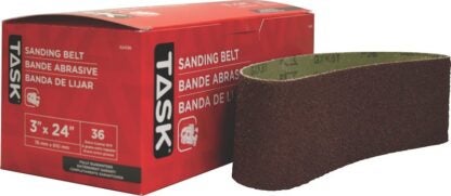 Task 32436 Sanding Belt, 3 in W, 24 in L, 36 Grit, Aluminum Oxide Abrasive Sells in Quantity of 5