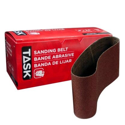 Task 42412 Sanding Belt, 4 in W, 24 in L, 120 Grit, Aluminum Oxide Abrasive Sells in Quantity of 10