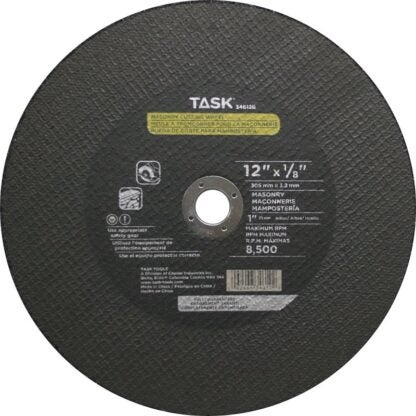 Task 34612B Cutting Wheel, 12 in Dia, 1/8 in Thick, 1 in Arbor