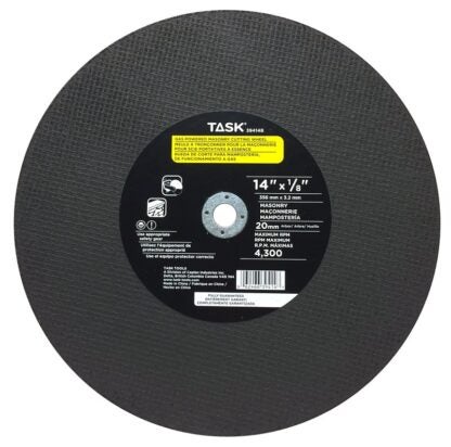 Task 39414B Cutting Wheel, 14 in Dia, 1/8 in Thick, 20 mm Arbor