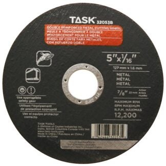 Task 32053B Cutting Wheel, 5 in Dia, 1/16 in Thick, 7/8 in Arbor