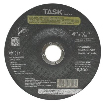 Task 36406B Depressed Center Wheel, 4 in Dia, 1/16 in Thick, 5/8 in Arbor