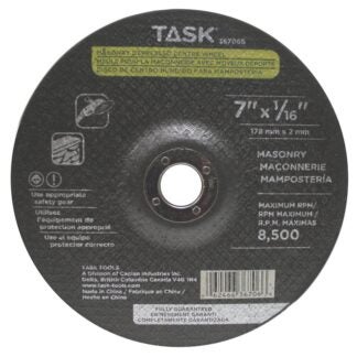 Task 36706B Depressed Center Wheel, 7 in Dia, 1/16 in Thick, 7/8 in Arbor