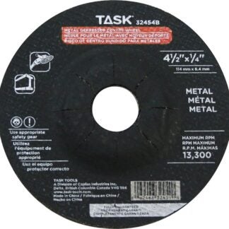 Task 32454B Cutting Wheel, 4-1/2 in Dia, 1/4 in Thick, 7/8 in Arbor