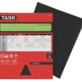 Task WDO4220 Sandpaper, 11 in L, 9 in W, Very Fine, 220 Grit, Silicon Carbide Abrasive Sells in Quantity of 50