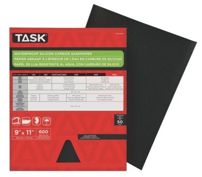 Task WDO4600 Sandpaper, 11 in L, 9 in W, Super Fine, 600 Grit, Silicon Carbide Abrasive Sells in Quantity of 50