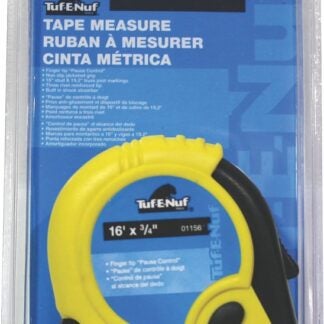 Tuf-E-Nuf 01156 Tape Measure, 16 ft L Blade, 3/4 in W Blade, Rubber Case