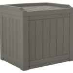 Suncast SS601ST Deck Box with Storage Seat, 22 in W, 17 in D, 20-1/2 in H, Resin, Stoney