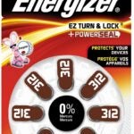 Energizer 312 AZ312DP-8 Hearing Aid Battery, 1.4 V Battery, 155 mAh, Zinc-Air