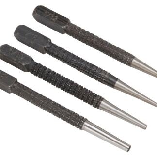 Vulcan JLO-048 Nail Punch Set 4Pc, 4-Piece, Alloy Steel, Blackened, Black