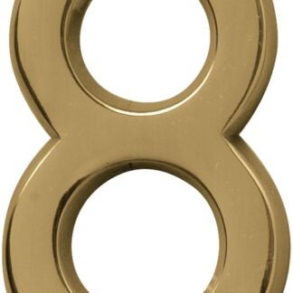 Hy-Ko Prestige Series BR-42PB/8 House Number, Character: 8, 4 in H Character, Brass Character, Solid Brass Sells in Quantity of 3