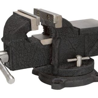 Vulcan JL25011 Bench Vise, 4 in Jaw Opening, 3/8 in W Jaw, 2.25 in D Throat, Cast Iron Steel, Serrated Jaw