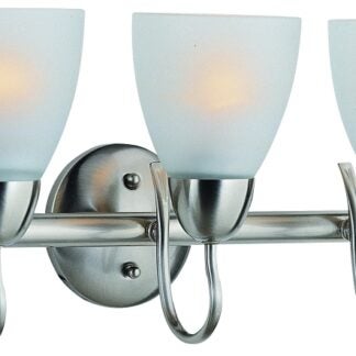 Boston Harbor A2242-93L Vanity Bar Fixture, 60 W, 3-Lamp, A19 or CFL Lamp, Steel Fixture, Brushed Nickel Fixture