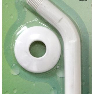 Boston Harbor B1140WH Shower Arm with Flange, 1/2-14 NPT in Connection, Threaded, 7 in L, Plastic