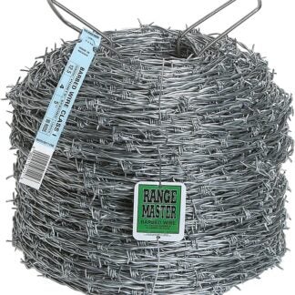 Rangemaster Class 1 7115 Barbed Wire, 1320 ft L, 12-1/2 Gauge, 5 in Points Spacing, Zinc