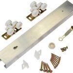 Johnson Hardware 100721DR Pocket Door Hardware Set, 72 in L Track, Top Mounting, For: 200 lb Doors