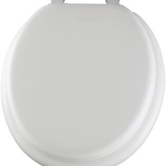 Mayfair 15EC-000 Toilet Seat, Round, Foam/Vinyl/Wood, White, Twist Hinge