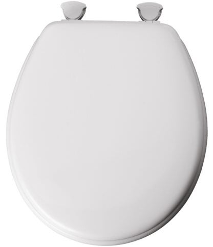 Bemis 44EC-000 Toilet Seat, Round, Molded Wood, White, Twist Hinge