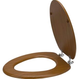 ProSource T-19WO-3L-C Toilet Seat, Elongated, MDF with Plastic Wood Veneer, Oak Wood, Bar Hinge