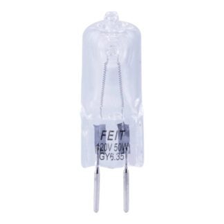 Feit Electric BPQ50T4/JCD/CAN Halogen Bulb, 50 W, GY6.35 Lamp Base, JC T4 Lamp, 3000 K Color Temp, 2000 hr Average Life Sells in Quantity of 6