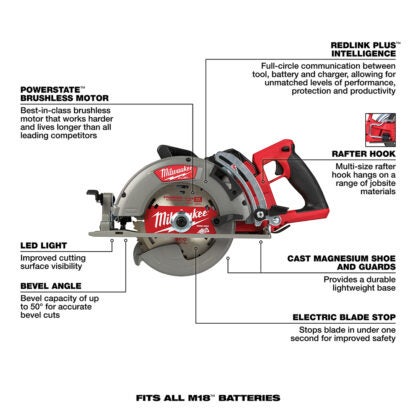 Milwaukee 2830-21HD 7-1/4" M18 Fuel Rear Handle Circular Saw Kit