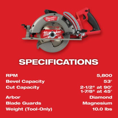 Milwaukee 2830-21HD 7-1/4" M18 Fuel Rear Handle Circular Saw Kit