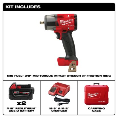 Milwaukee 2960-22 3/8" M18 Fuel Mid-Torque Impact Wrench Kit