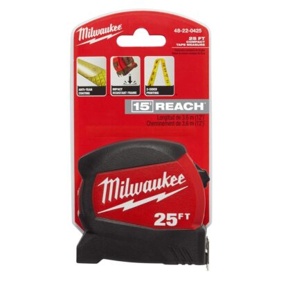 25 ft. Compact Wide Blade Tape Measure with 15 ft. Reach