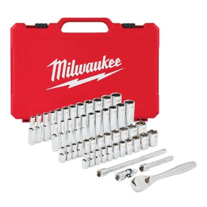 Milwaukee 48-22-9004 1/4" Drive Ratchet & Socket Set - SAE & Metric - 50PC