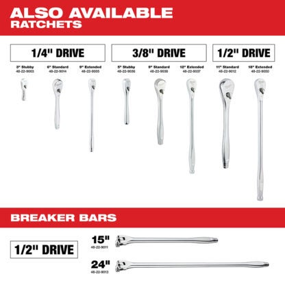 Milwaukee 48-22-9010 1/2" Drive Metric & SAE Ratchet and Socket Set - 47PC