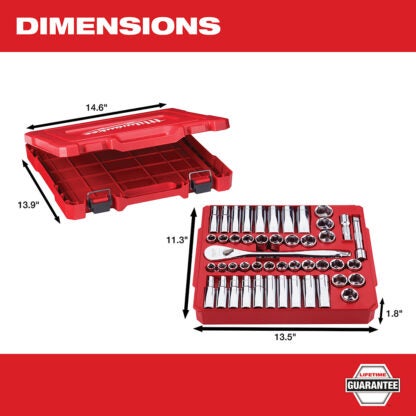 Milwaukee 48-22-9010 1/2" Drive Metric & SAE Ratchet and Socket Set - 47PC