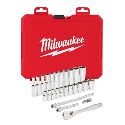 Milwaukee 48-22-9404 1/4" Drive SAE Ratchet & Socket Set - 26PC