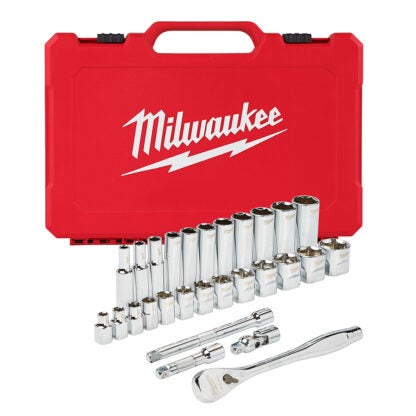 Milwaukee 48-22-9408 3/8" Drive SAE Ratchet & Socket Set - 28PC