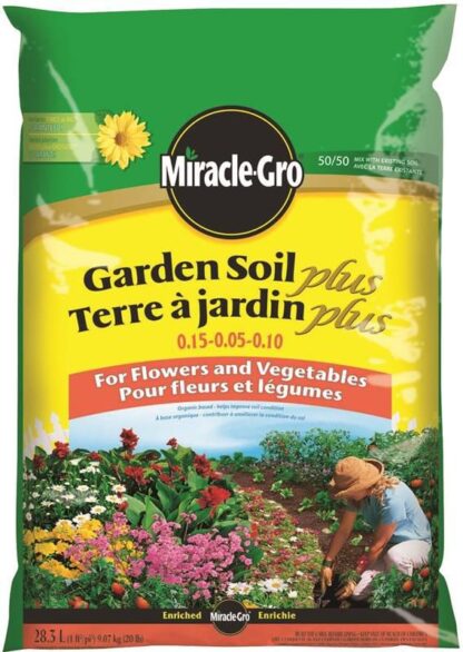 Miracle-Gro Garden Soil Plus 72855 Premium Organic Based Garden Soil, 28 .3 l, Bag, Dark Brown