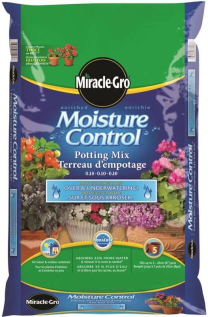 Miracle-Gro Moisture Control 741785 Premium Potting Mix, 28.3 l, Bag, Dark Brown, Solid