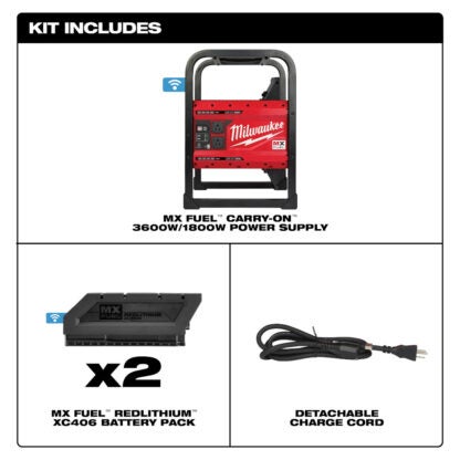 Milwaukee MXF002-2XC MX Fuel Carry-On 3600W/1800W Power Supply Kit