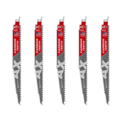 9 in. 5 TPI The Ax Carbide Teeth SAWZALL Blades - 5 Pack