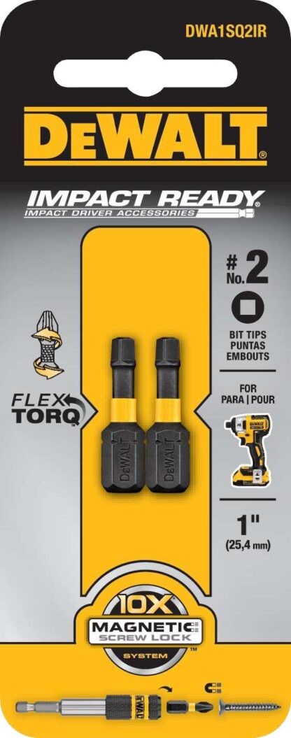 BIT DRIVER SQUARE #2X1" IMPACT 2PKG DWA1SQ2IR