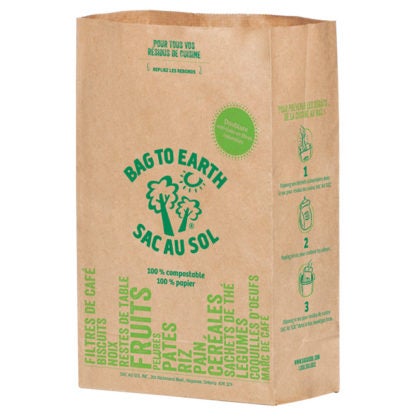 Small Biodegradable Recycled Paper Food Waste Bags 7" X 4" X 12" 10 Pack Y-SFWB