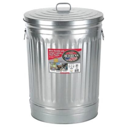 Behrens 30 Gallon Galvanized Garbage Can with Lid 1270