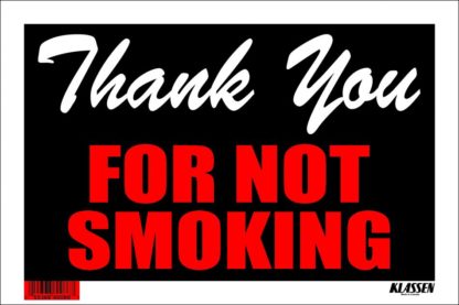 SIGN "THANKYOU FOR NOT SMOKING" 1170260