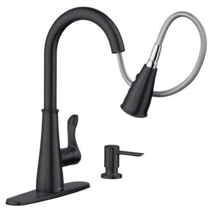 FAUCET KITCHEN HADLEY 1-HANDLE PULL-OUT MATTE BLACK 87245BL