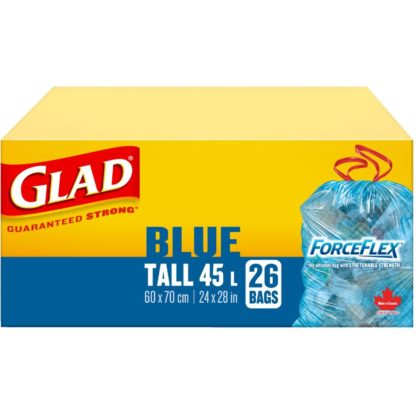 Glad Blue Recycling Bags with Drawstring 24" X 28" 26 Box 30302