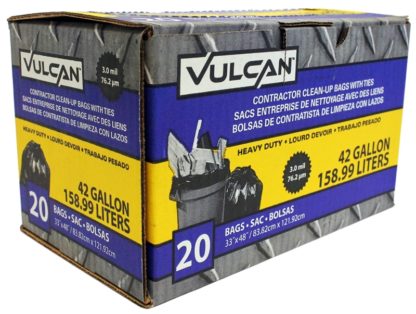 Vulcan Black Contractor Bag 33" X 48" 3MIL 20 Box FG-03812-07