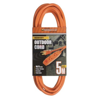 16/3 5M Tri-Outlet Outdoor Extension Cord, Orange 4017