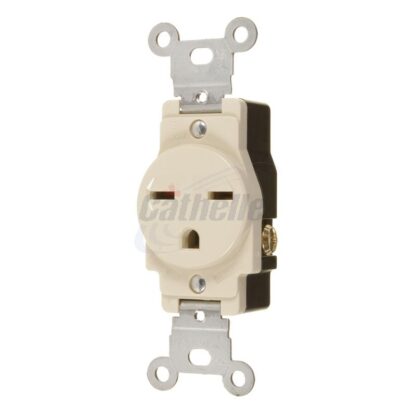 Cathelle 15 Amp/250V Single Outlet, Ivory 5524X